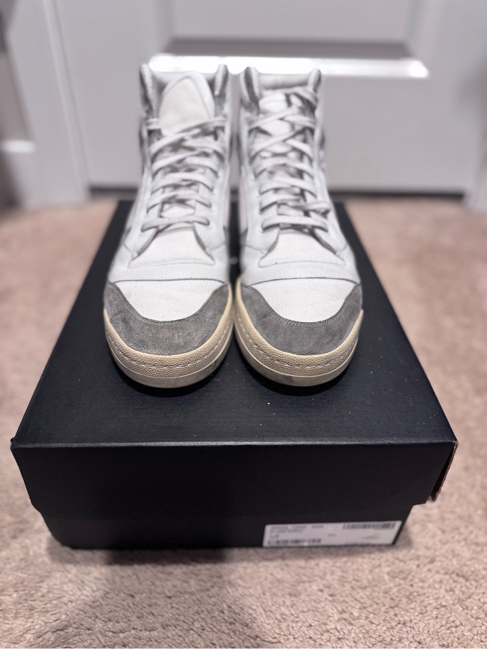 Saint Laurent Men's High-Top Sneakers in Gray and Cream - Classic Casual Style